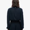Blusa de manga larga con ribete de encaje y fruncidos
