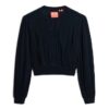 Blusa de manga larga con ribete de encaje y fruncidos