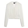 Blusa de manga larga con ribete de encaje y fruncidos