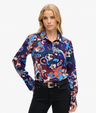 Camisa ajustada estampada estilo años 70