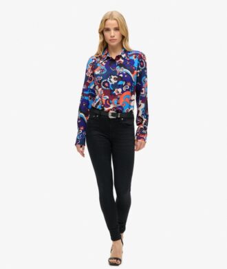 Camisa ajustada estampada estilo años 70