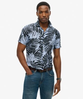 Camisas de lino estampadas con cuello abierto