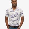 Camisas de lino estampadas con cuello abierto