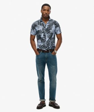 Camisas de lino estampadas con cuello abierto