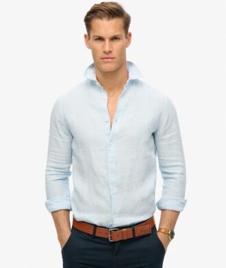 Camisas informales de lino de manga larga