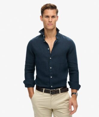 Camisas informales de lino de manga larga
