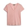 Camiseta con cuello en V bordada y efecto slub