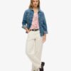 Camiseta con cuello en V bordado y efecto slub