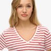 Camiseta con cuello en V bordado y efecto slub