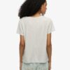 Camiseta con cuello en V bordado y efecto slub