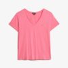 Camiseta con cuello en V bordado y efecto slub
