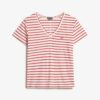 Camiseta con cuello en V bordado y efecto slub