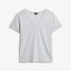 Camiseta con cuello en V bordado y efecto slub