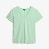 Camiseta con cuello en V bordado y efecto slub