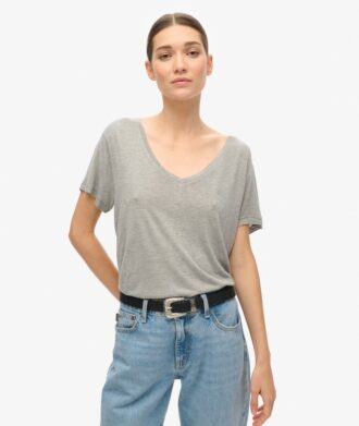 Camiseta con cuello en V bordado y efecto slub de Studios