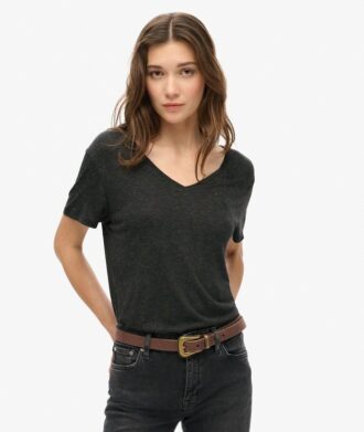 Camiseta con cuello en V bordado y efecto slub de Studios