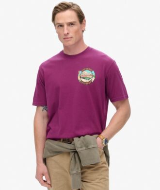Camiseta con estampado de cofre de postales de viaje