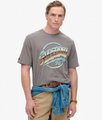 Camiseta con estampado gráfico de rock de los 70
