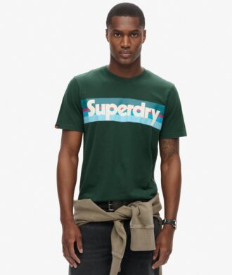 Camiseta con logotipo de rayas retro