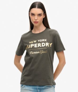 Camiseta con logotipo metálico de lujo