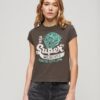 Camiseta con mangas de gorra y estampado decorativo Camiseta con mangas de gorra y estampado decorativo