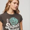 Camiseta con mangas de gorra y estampado decorativo Camiseta con mangas de gorra y estampado decorativo