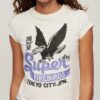Camiseta con mangas de gorra y estampado decorativo