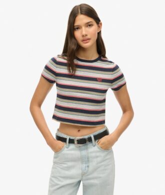 Camiseta corta de rayas Vintage
