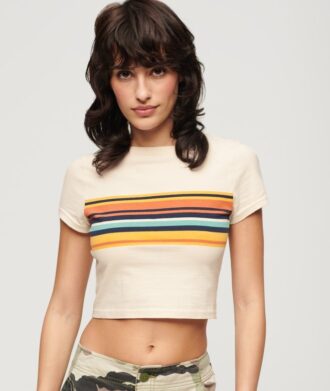 Camiseta corta de rayas Vintage