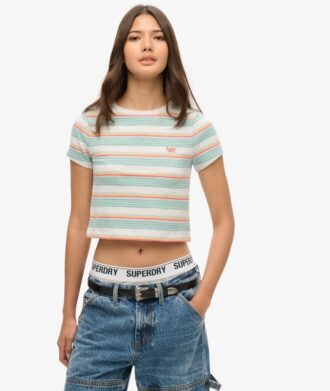 Camiseta corta de rayas Vintage