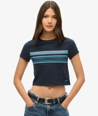 Camiseta corta de rayas Vintage