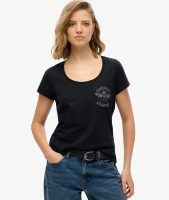 Camiseta de cuello redondo estilo motero Lo-Fi