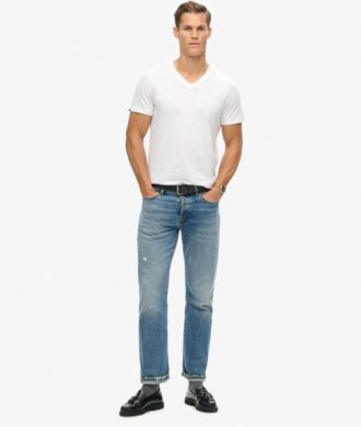 Camiseta de manga corta con cuello en V y efecto slub en los pantalones cortos