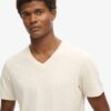 Camiseta de manga corta con cuello en V y efecto slub en los pantalones cortos