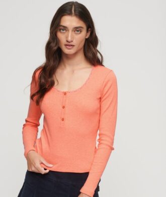 Camiseta Henley de manga larga acanalada