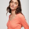 Camiseta Henley de manga larga acanalada