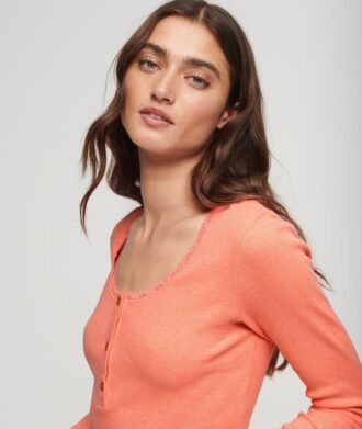 Camiseta Henley de manga larga acanalada