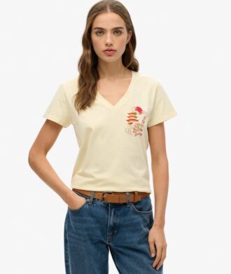 Camiseta holgada con cuello en V metalizada Suika