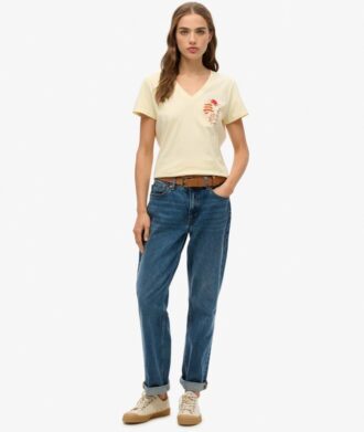 Camiseta holgada con cuello en V metalizada Suika
