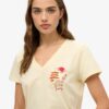 Camiseta holgada con cuello en V metalizada Suika