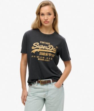 Camiseta holgada con logo Vintage metalizado