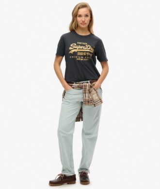 Camiseta holgada con logo Vintage metalizado