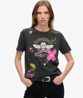 Camiseta holgada con póster punk lo-fi