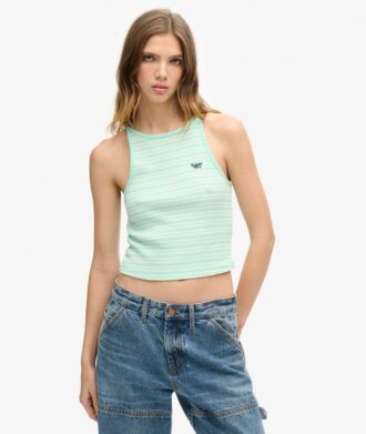 Camiseta sin mangas a rayas con el logotipo de Essential