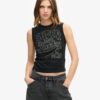 Camiseta sin mangas ajustada con adornos retro