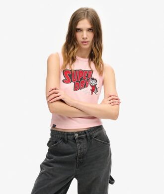 Camiseta sin mangas ajustada con adornos retro