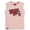 Camiseta sin mangas ajustada con adornos retro