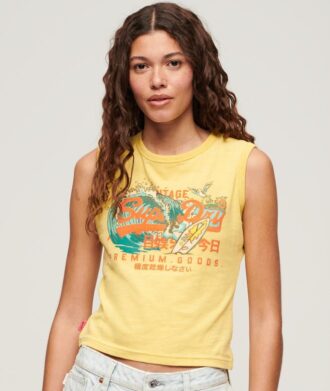 Camiseta sin mangas ajustada con estampado del logotipo Vintage