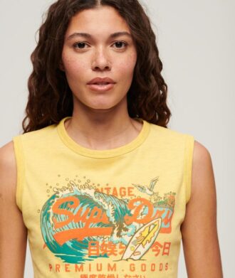 Camiseta sin mangas ajustada con estampado del logotipo Vintage