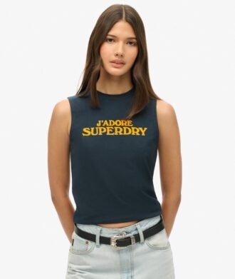 Camiseta sin mangas ajustada con estampado Sport Luxe